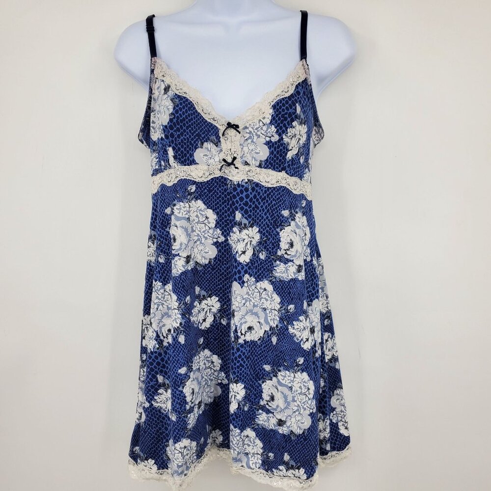Jessica Simpson Y2K Fairy Blue Babydoll Top Lace Trim Short Mini Dress